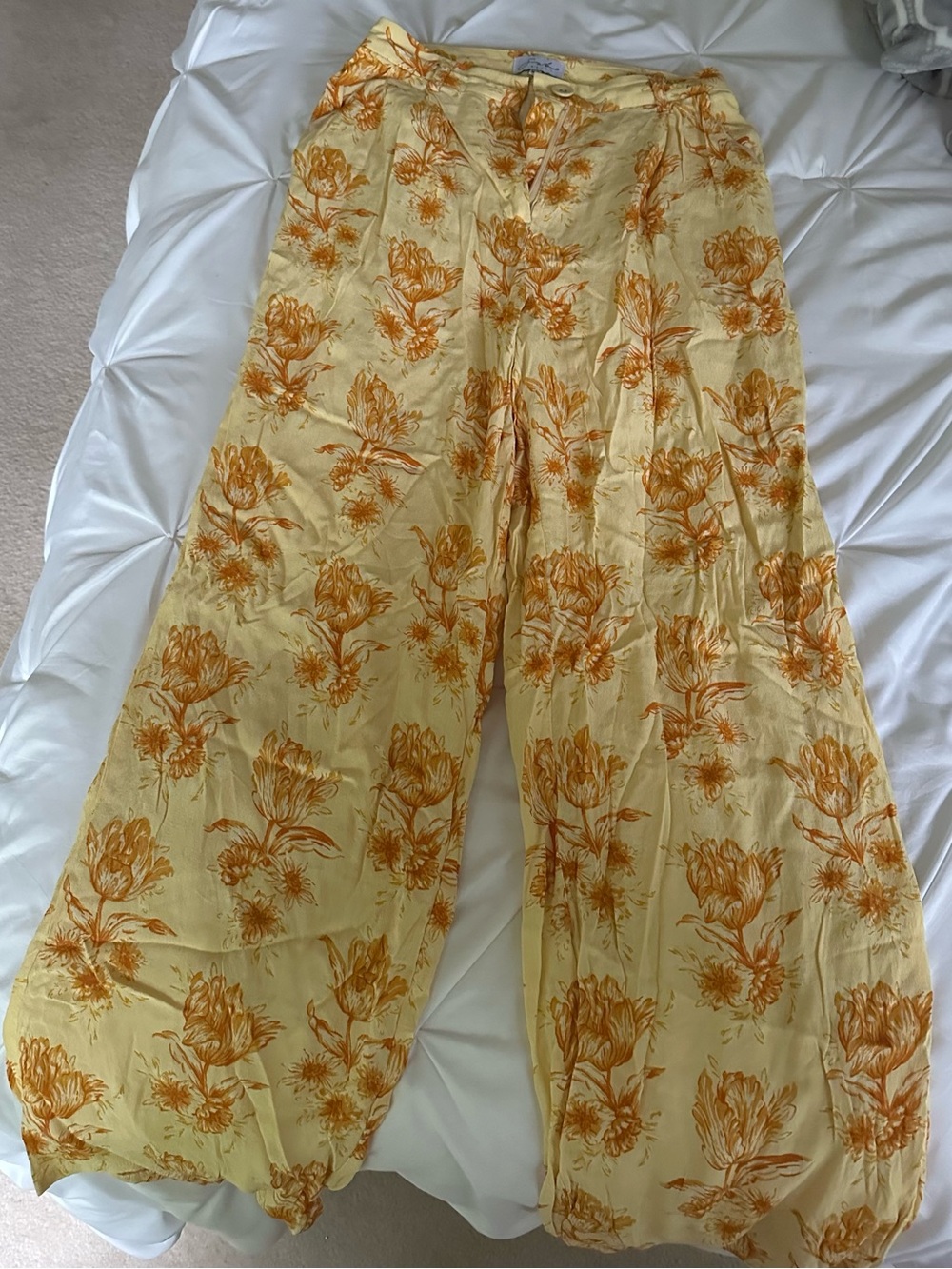 Sabo Skirt Yellow Floral Wide-Leg Pants Size XS